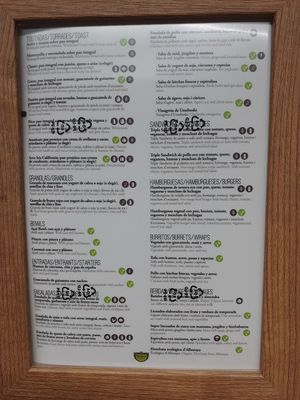 Menu at Biovegan Cafeteria Navarro in Valencia