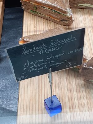 Sandwitch vegan sobresada at Biovegan Cafeteria Navarro in Valencia