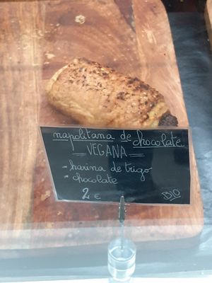 Chocolate napolitana at Biovegan Cafeteria Navarro in Valencia
