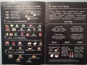 The menu for a clearer 'build your own' experience at Lovely Poke in Milan