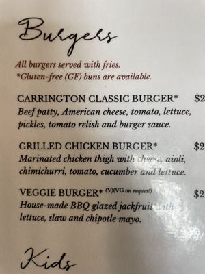 Menú  at The Old City Bank in Katoomba