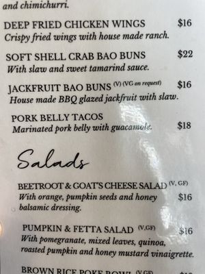 Menú  at The Old City Bank in Katoomba