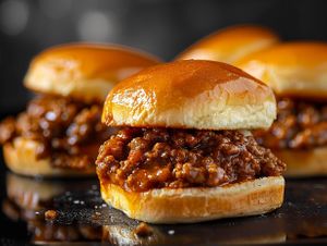 Sloppy Honey BBQ Sliders. Freshly baked buns at BUFFALO TraP BAR in Bangkok