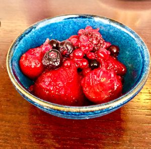 Berry compote at The Wolff Grill Restaurant in Belfast