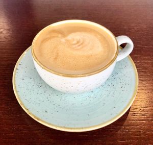 Oat cappuccino  at The Wolff Grill Restaurant in Belfast