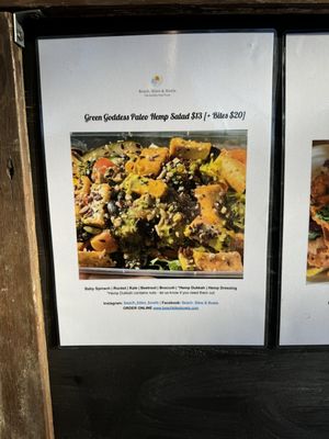 menu  at Beach, Bites & Bowls in Byron Bay