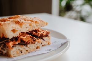 VEGAN SCHNITZEL FOCACCIA  at Amy Focaccia in Torremolinos