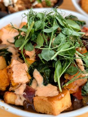 Poutine végane at La Souche in Stoneham