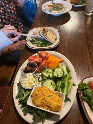 Hummus platter and veggie Shepard pie  at Brigid's in Bemidji