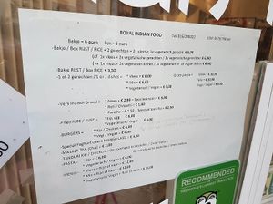 menu at Royal Indian Food in Menen