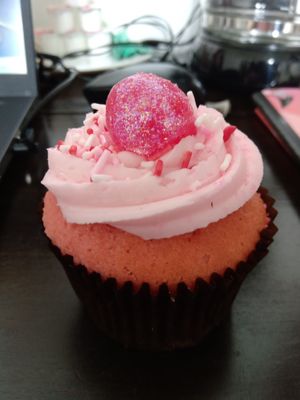 Barbie vanilla strawberry cupcake at Get Caked Bakery in Rochester