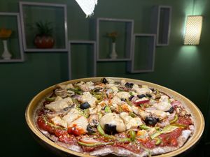 Pizza which is completely gluten free, it’s 100% vegan and healthy  at Lumuma in Pokhara