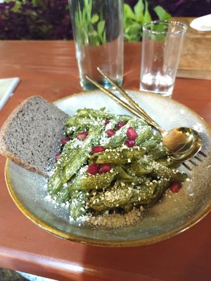 Pasta pesto at Lumuma in Pokhara