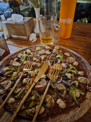 Eggplant pizza- recommended at Lumuma in Pokhara
