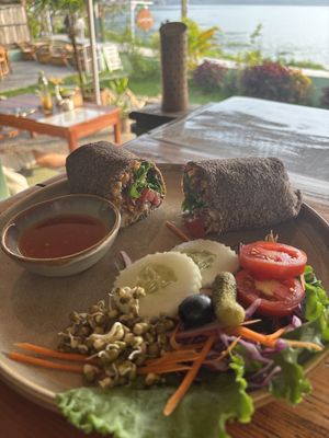 Tempeh steak wrap  at Lumuma in Pokhara