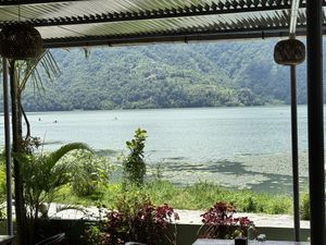 View of the lake from our table  at Lumuma in Pokhara