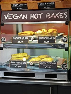 Vegan options + the soup of the day, labelled vegan. at The Piemaker in Edinburgh