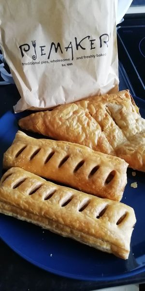 Vegan sausage rolls and mushroom pie at The Piemaker in Edinburgh