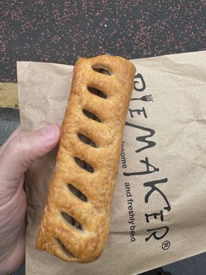 A rather tough sausage roll   at The Piemaker in Edinburgh