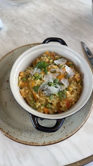 Vegan risotto with coconut curry base  at L'Oxalis in Honfleur