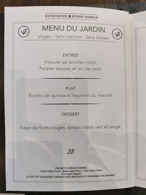 Vegan menu 35 € at L'Oxalis in Honfleur