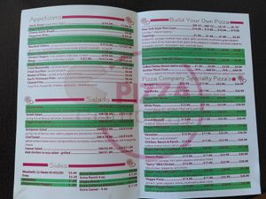 Menu 1 at Pizza Company in Las Vegas