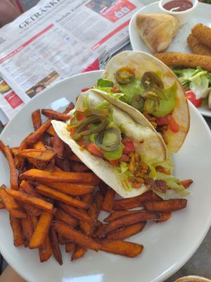 Veggie Taccos with fries at Cafe Extrablatt in Kaiserslautern