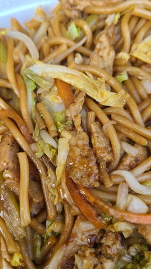 Vegetables lo mein with soy protein  at Uncle Lim's Kitchen in Wilmington