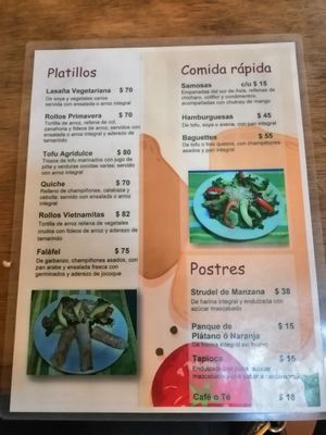 Menu 1 at El Milenio in Tepoztlan