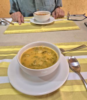 Fava bean soup with nopal cactus at El Milenio in Tepoztlan