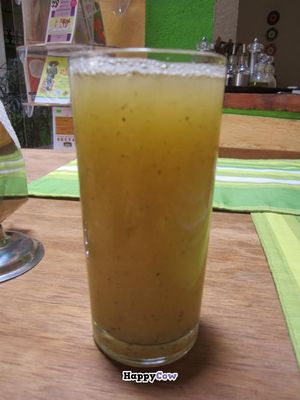 Agua de pina con menta:  pineapple drink with mint. Too watered down for my taste, but others may find it refreshing and light. at El Milenio in Tepoztlan