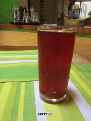 agua de jamaica: hibiscus drink at El Milenio in Tepoztlan