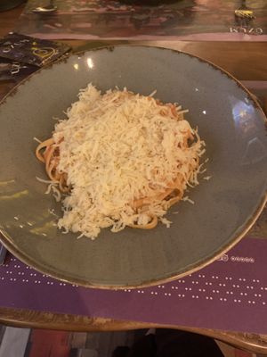 ”Funchose with vegetables” (came with cheese)  at Üzüm Café in Ashgabat