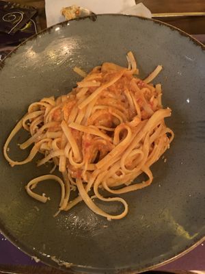 Funchose with vegetables after removing the cheese  at Üzüm Café in Ashgabat