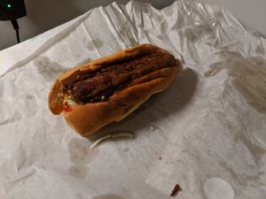 Melbourne dawg with Beyond Meat sausage at Lord of the Fries in Sydney