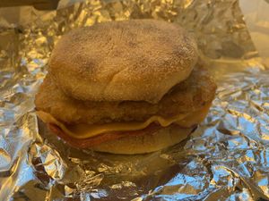 Egg and bacon added hash brown  at Lord of the Fries in Sydney