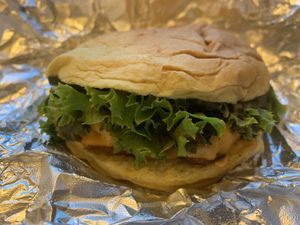 Phish burger  at Lord of the Fries in Sydney