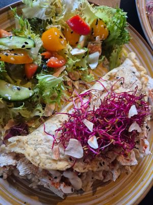 Vegan cheese omelette with tofu. at Fit Cake Gdańsk  in Gdansk