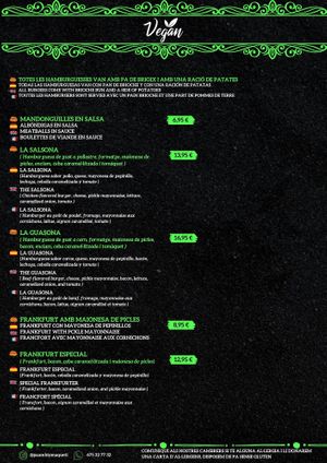 La carta vegana at Pa amb Tomàquet i in Calella