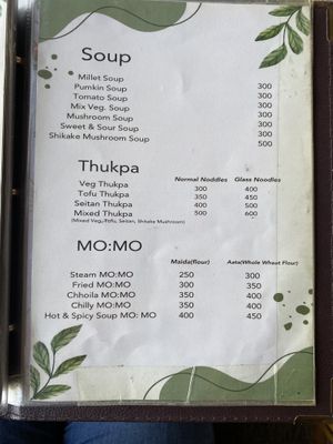 Menu  at Himalayan Spa in Kathmandu