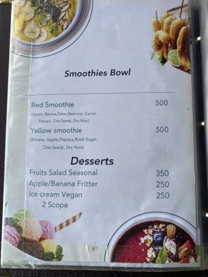 Menu  at Himalayan Spa in Kathmandu