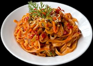 Rice Noodles Arrabbiata  at Himalayan Vegan Restaurant in Kathmandu