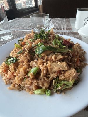 The loaded health stir fry!  at Himalayan Vegan Restaurant in Kathmandu
