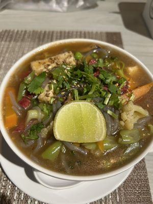 I don’t remember what this was called but it was some kind of tofu noodle something!  at Himalayan Vegan Restaurant in Kathmandu