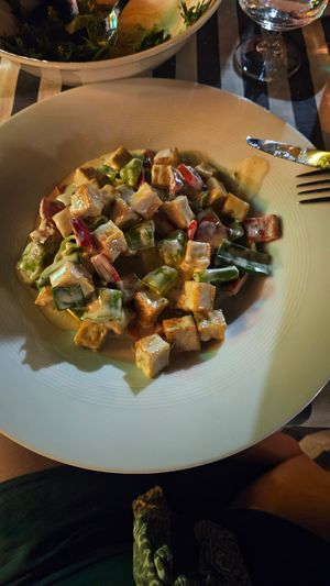 Kremali Tavuk (tofu and bell peppers basically) at Musto Bistro ve Restaurant in Bodrum