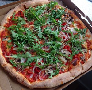 vegan pizza  at Express Pizza in Copenhagen