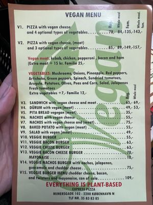 Lots of vegan options! Also the pizza can be deep pan or thin  at Express Pizza in Copenhagen