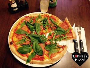 Vegan Bacon and homemade Cheese at Express Pizza in Copenhagen