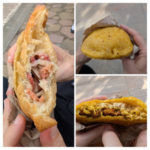 Vegan versions of traditional Colombian street food at Shottas Medellin Vegan Food in Medellin