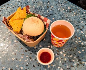 Handmade Burger 手工漢堡 with Nacho Chip 墨西哥粟米片 (Photo by Siu Wing Wing)
 at HAHA in New Territories